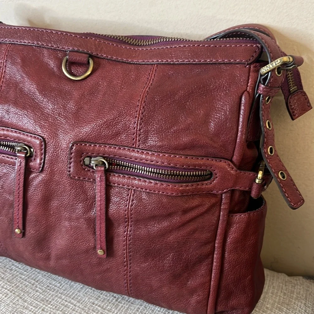 Gianni Bini Burgundy Leather Large Hobo‎ Shoulder Bag